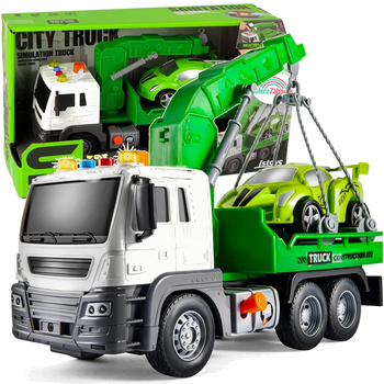 AUTO SAMOCHÓD LAWETA POMOC DROGOWA HOLOWNIK  DŹWIĘK ŚWIATŁA ZABAWKOWY  POJAZD LAWETA AUTKO RAMPA