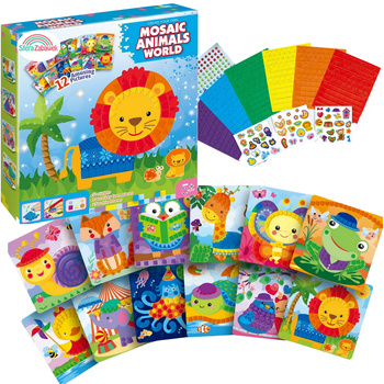 FOAM MOSAIC Sticker Art ANIMALS Shapes 12 Pictures Creative Kit EDU + STICKERS