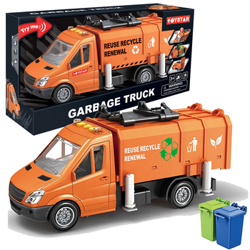 Auto garbage truck with liftable trash can car light sound