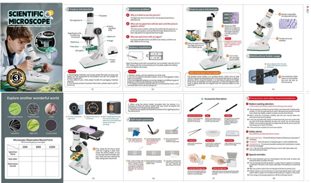 Microscope for Kids Science Kit 1200x LED + Accessories Carrying Case Educational STEM Toy Gift 8+