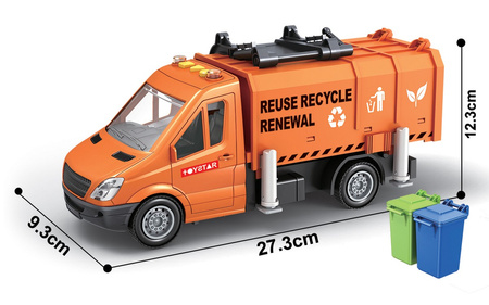 Auto garbage truck with liftable trash can car light sound