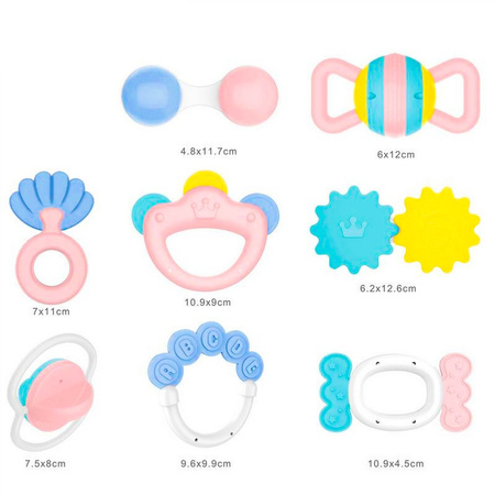 Zestaw grzechotek  gryzaków grzechotka gryzak kolorowa sensoryczna zestaw