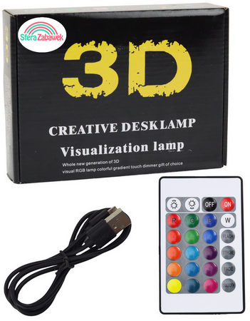 Lampka nocna podświetlana 3d led piłka nożna kabel usb pilot korki dzieci