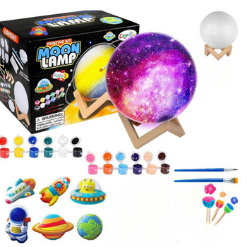 2-in-1 DIY Moon Lamp Painting Kit & Space Plaster Figurines | Arts and Crafts for Kids
