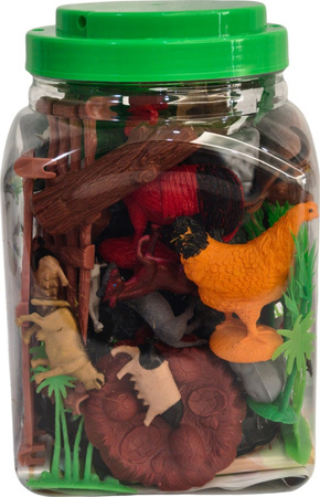 Farma figurki zwierzęta wieś duży zestaw w pojemniku gospodarskie zagroda mata GRA PLANSZOWA