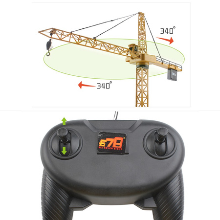 GIANT TOWER CRANE REMOTE CONTROLLED 128cm RC WIRED PILOT INTERACTIVE EDUCATIONAL TOY BIG GIFT FOR KIDS CONSTRUCTION VEHICLE