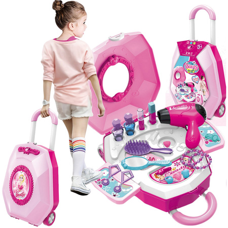 GIRLS VANITY TABLE Suitcase Backpack 2in1 Beauty Set Cosmetics Case Toy sferazabawek