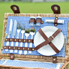 Thermal picnic basket wicker equipment cutlery plates 2 person set