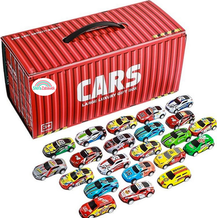 Container set of metal cars resorcs with drive + mat city box