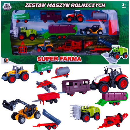 large farm machinery set tractors combine harvester die-cast metal toys gift for kids 3+