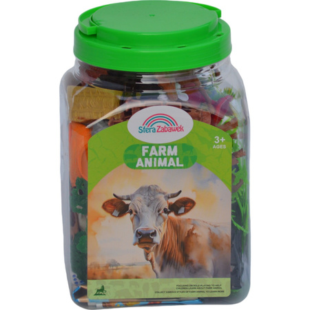 Farma figurki zwierzęta wieś duży zestaw w pojemniku gospodarskie zagroda mata GRA PLANSZOWA
