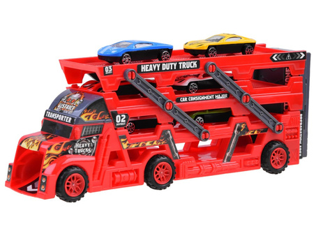 TIR laweta + 6 autka resoraki wyrzutnia cięzarówka Ciężarówka do przewozu samochodów Zabawka Truck Walizka na samochód zabawkowy