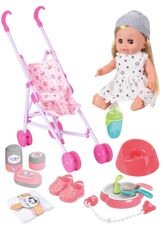 Martynka interactive doll + doll stroller drinking peeing baby bean