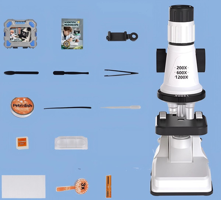 Microscope for Kids Science Kit 1200x LED + Accessories Carrying Case Educational STEM Toy Gift 8+