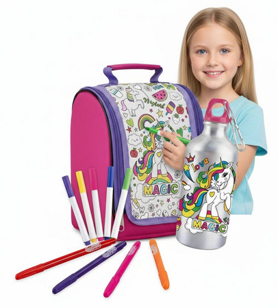 Torebka plecak Bidon do malowania 2w1 Jednorożec PISAKI ZESTAW KREATYWNY