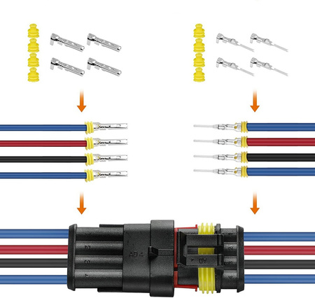 Kostka złącze hermetyczne wtyk samochodowe SUPERSEAL 352 szt 1 2 3 4 Pin