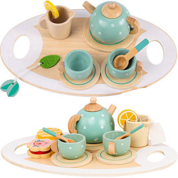 Drewniany zestaw do herbaty akcesoria do zabawy serwis kawowy filiżanki dzbanek