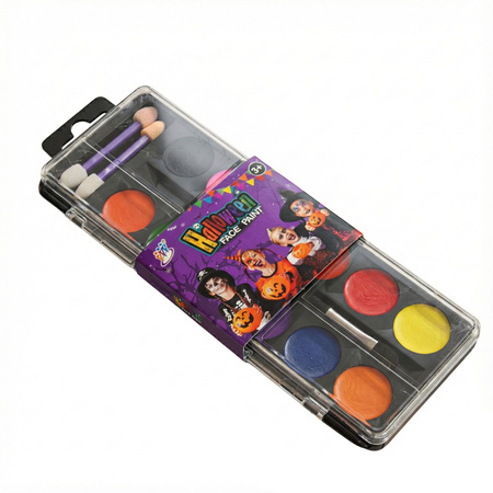 Magiczny Zestaw do Malowania Twarzy 12 Kolorów – Bezpieczna Zabawa na Halloween i Karnawał!