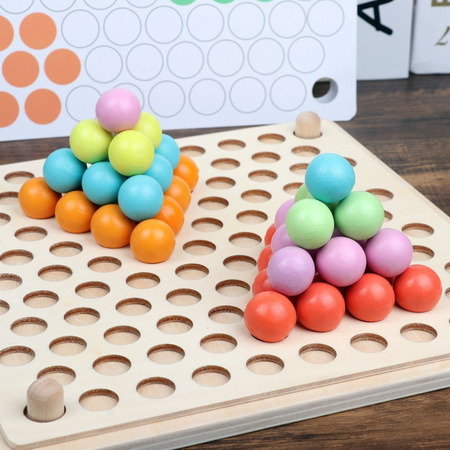 DREWNIANA UKŁADANKA MOZAIKA KORALIKI KULKI MONTESSORI LOGARYTMICZNA TABLICA