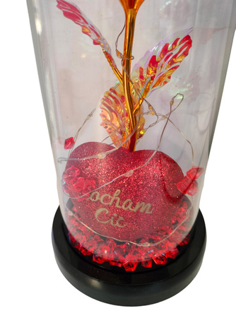 Wieczna czerwona róża błysząca w szkle świecąca led prezent walentynki prezent kobiety róże kwiat walentynki dzień kobiet