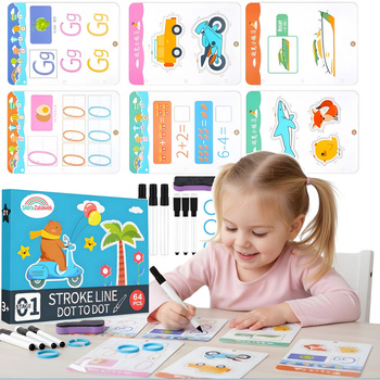 Zestaw Edukacyjny ZMAZYWALNA KSIĄŻECZKA Tablica 64w1 Nauka Pisania Liczenia Rysowania