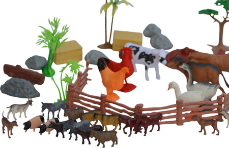 Farma figurki zwierzęta wieś duży zestaw w pojemniku gospodarskie zagroda mata GRA PLANSZOWA