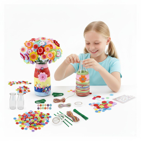 Creative Kit DIY BUTTON BOUQUET Flowers Vase Arts & Crafts for Kids 4+ Educational Toy