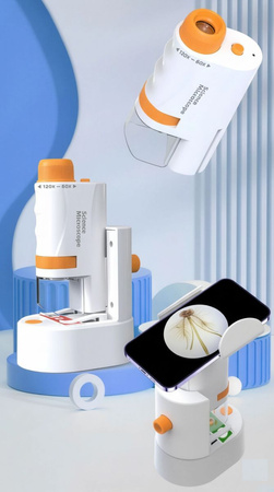 MIKROSKOP DLA DZIECI Zestaw Naukowy LED 120x PREPARATY Edukacyjny PREZENT 6+