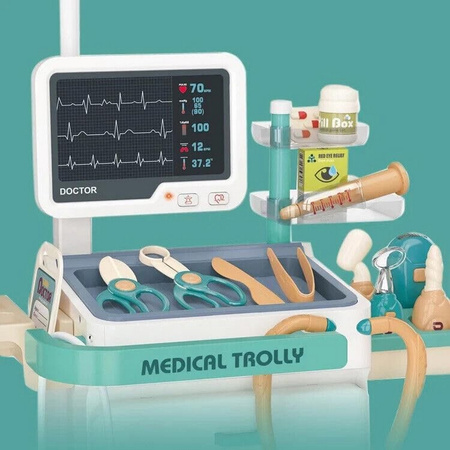 DOCTOR KIT MEDICAL TROLLEY CART ECG Interactive LARGE Kids Playset Sferazabawek