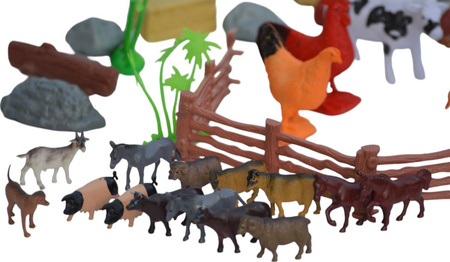 Farma figurki zwierzęta wieś duży zestaw w pojemniku gospodarskie zagroda mata GRA PLANSZOWA