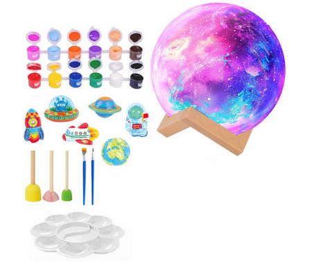 Zestaw Kreatywny 2w1 LAMPKA KSIĘŻYC do Malowania + Odlewy Gipsowe KOSMOS DIY