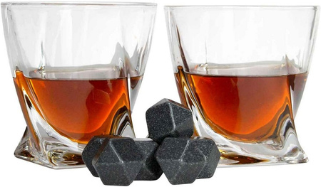 Whiskey gift set in wooden box glasses tongs stone cubes