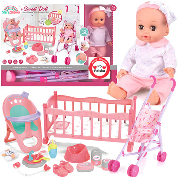 Baby Doll Martynka Speaks & Sings in Polish - Large Caregiver Set with Stroller & Cradle!
