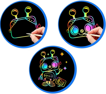 Zestaw Kreatywny Wydrapywanka Magiczne Tęczowe Kartki 3+ | Rozwój Motoryki