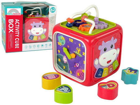 KOSTKA EDUKACYJNA MULTIKOSTKA 6 W 1 ZEGAR LICZYDŁO SORTER KIEROWNICA SONSORY