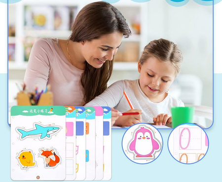 Zestaw Edukacyjny ZMAZYWALNA KSIĄŻECZKA Tablica 64w1 Nauka Pisania Liczenia Rysowania