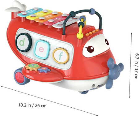 Interaktywny samolot na sznurku cymbałki sorter  sensoryka melodie dzwięki