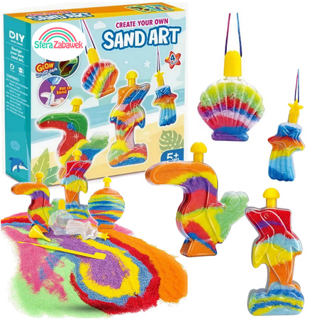 ZESTAW KREATYWNY MAGICZNY PIasek ŚWIECĄCY DIY Piaskowe Ozdoby dla Dzieci SAND ART