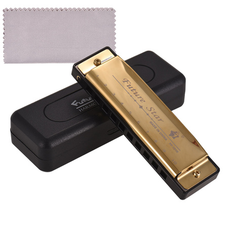Future Star Harmonica C-Major 10-Hole Blues. Educational Musical Toy for Kids. Ideal Gift + CASE.