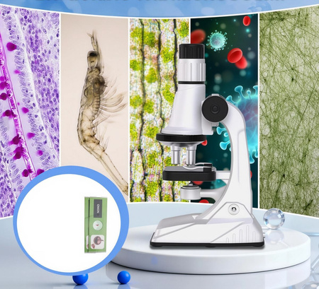 Mikroskop Edukacyjny dla Dzieci 1200x Zestaw Naukowy STEM + Walizka i Akcesoria do Eksperymentów