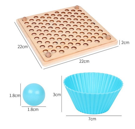 DREWNIANA UKŁADANKA MOZAIKA KORALIKI KULKI MONTESSORI LOGARYTMICZNA TABLICA