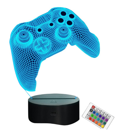Lampka Nocna 3D LED PAD Kontroler GAMER RGB Pilot PREZENT DLA GRACZA Rumbigo