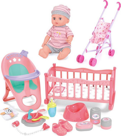 Interactive baby doll Martynka with stroller + cradle Speaks Polish peeing 