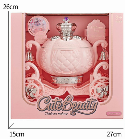 Zestaw kosmetyków w karocy kuferku karoca makeup box brokat błyszczyki cienie