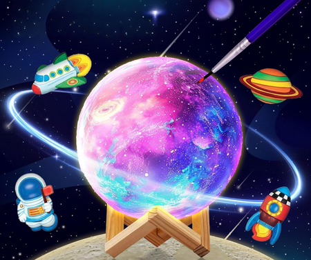 Zestaw Kreatywny 2w1 LAMPKA KSIĘŻYC do Malowania + Odlewy Gipsowe KOSMOS DIY