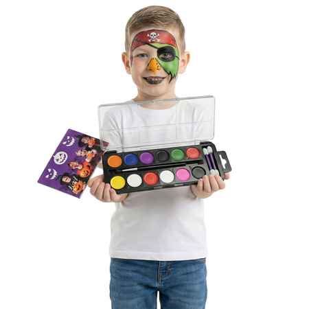 Magiczny Zestaw do Malowania Twarzy 12 Kolorów – Bezpieczna Zabawa na Halloween i Karnawał!