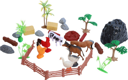 Farma figurki zwierzęta wieś duży zestaw w pojemniku gospodarskie zagroda mata GRA PLANSZOWA