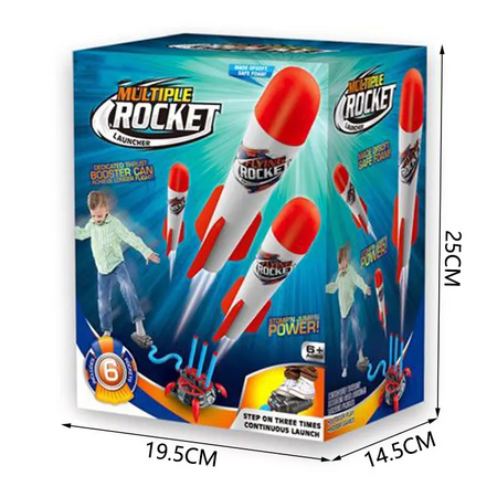 FOAM ROCKET LAUNCHER Catapult Air Pump OUTDOOR TOY Garden Game Gift for 4 5 6 7 8 Year Olds