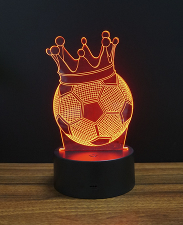 Lampka Nocna 3D PIŁKA NOŻNA Korona LED RGB PILOT Prezent dla Chłopca Rumbigo