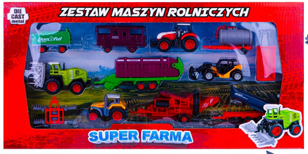 Zestaw Maszyn Rolniczych Super Farma – Metalowe Traktory i Kombajn 12 Elementów